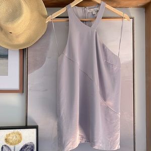 Vintage Banana Republic silver Asymmetrical Halter Tank Top. 100% silk.